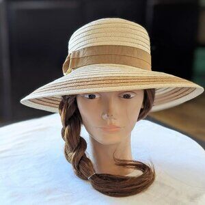 Dorfman Pacific DPC Two Tone Straw Natural Wide Brim Hat One Size
